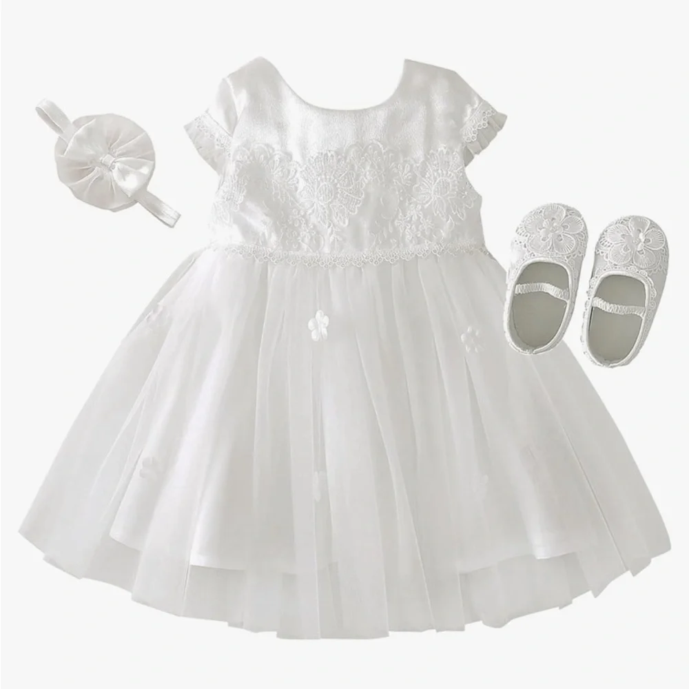 🍓$5 Pick!🍓 Booulfi Baby Girl Baptism Flower Girl Christening 3 Piece Set
